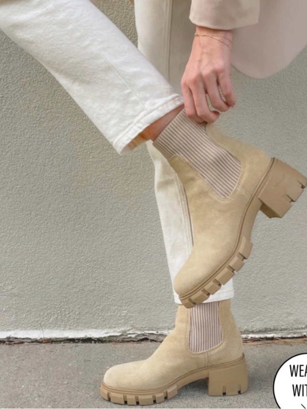 Steve Madden Hutch Ankle Boot Taupe Suede Chunky Lug Sole Chelsea Leather Y2K